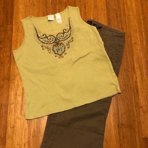 Womens EMMA JANE Top LIMITED Capri Pants L  12